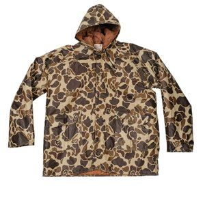 Winchester Duck Camo Hunting Hooded Jacket Vintage Camouflage Large Vintage 80s